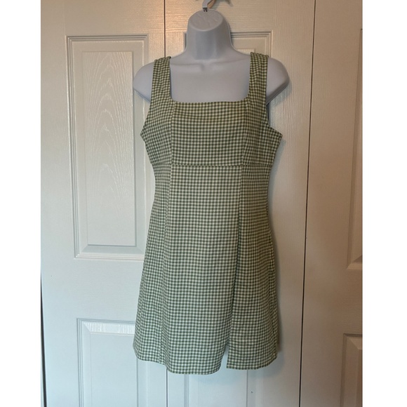 Sage Green Gingham Mini Dress - Picture 5 of 10